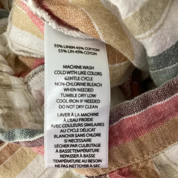 Beachlunchlounge Bennett Linen Striped Wide Leg Capri Pull On Multicolor Medium - Picture 6 of 7